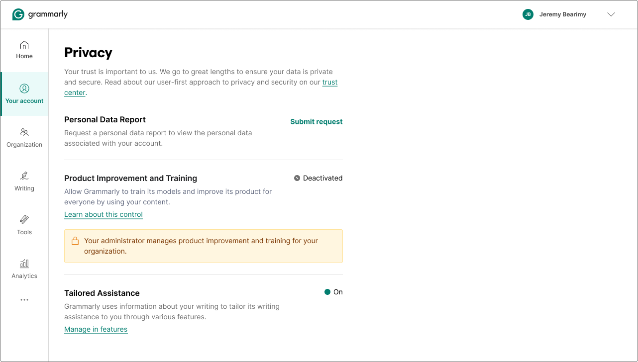 CDTC — Locked & Deactivated: admin has disabled training, user has no control