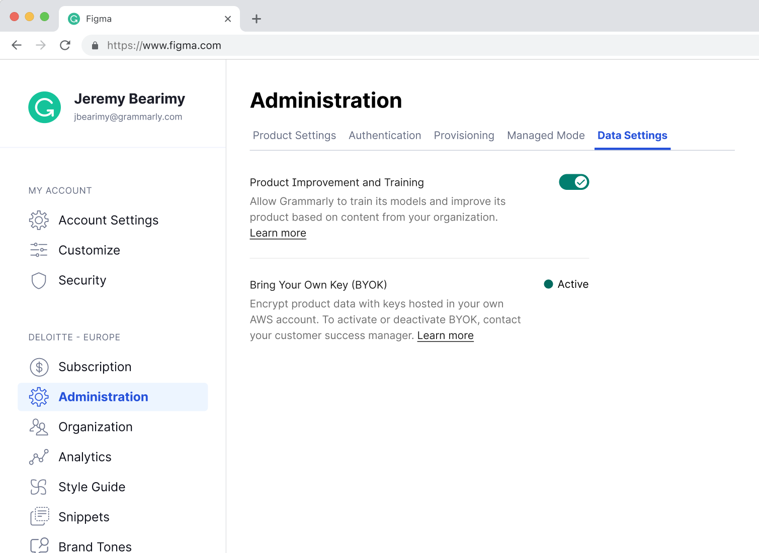 Q2 BYOK — Active status, managed by CSM