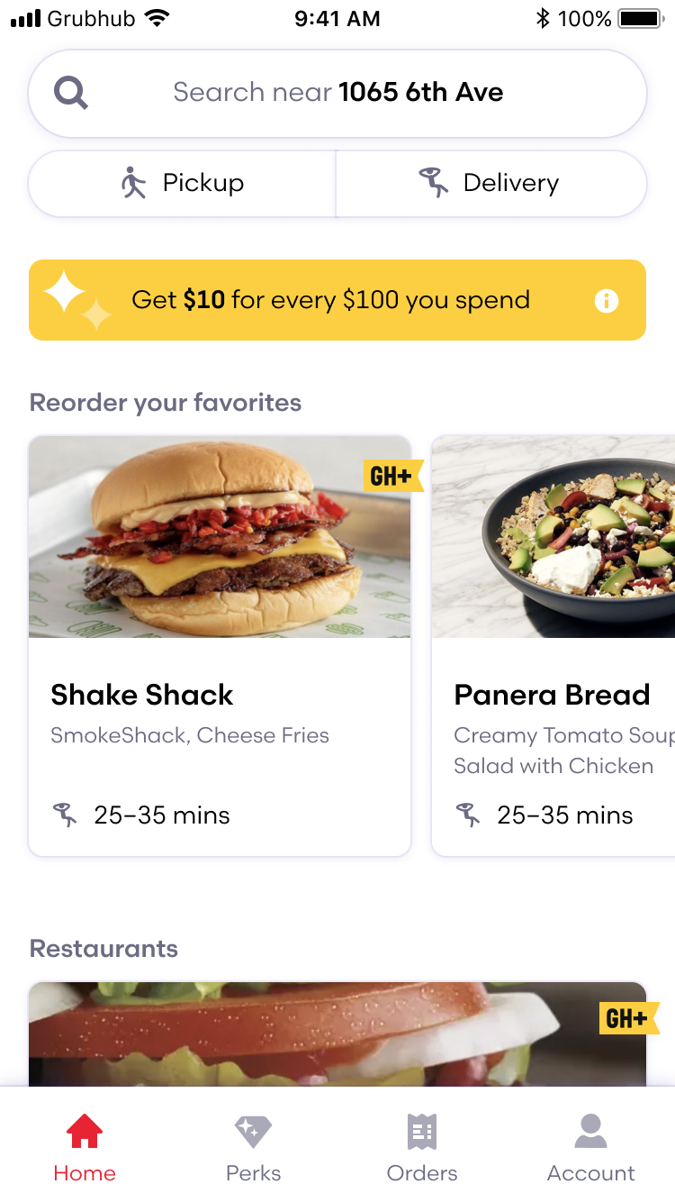 Sunburst — personalized Home, new nav: Home / Perks / Orders / Account