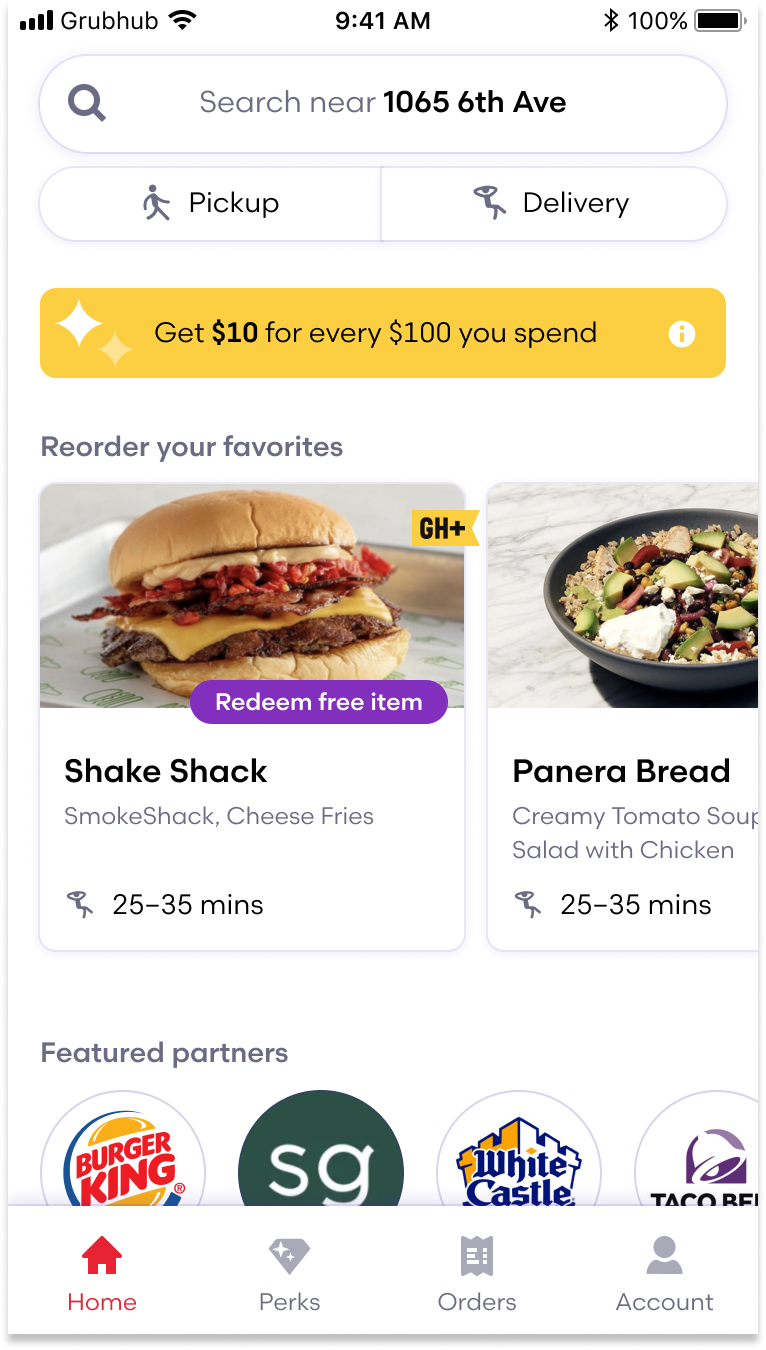 Sunburst reorder — one-tap favorites surfaced directly on Home